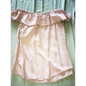 Off-the-shoulder blush top